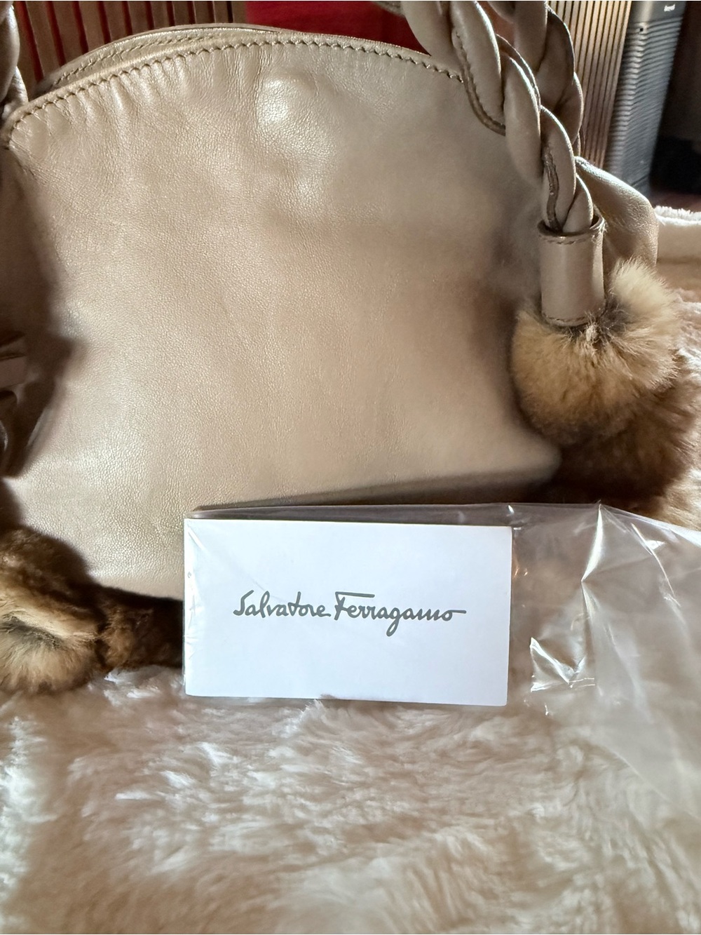 Ferragamo Gancini Fur Trim Hand Bag - Picture 4 of 11